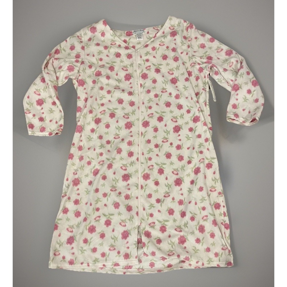 Elegant Emily House Dress Medium Pink Floral Grannycore Robe Duster MuMu NWT VTG
